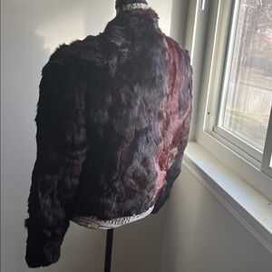 Women’s Wine Colored Authentic Rabbit Fur Jacket Sz M